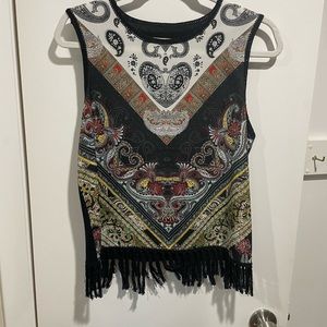 Alice and Olivia bandana fringe tank